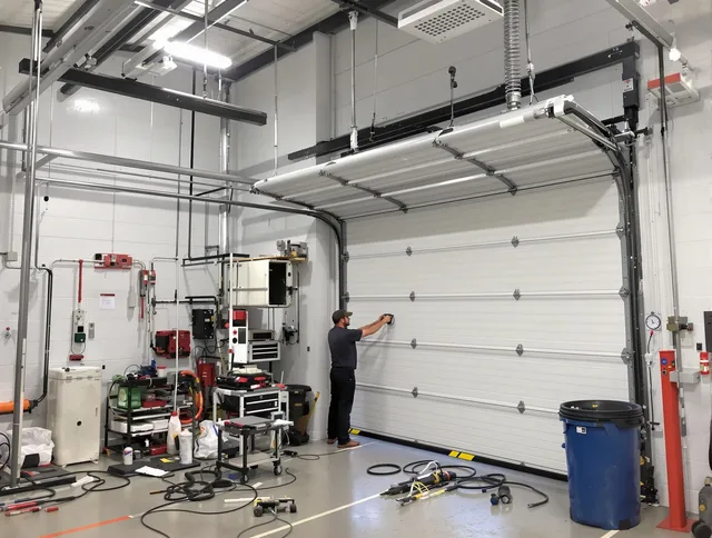 Redondo Beach Garage Door Repair certified technician performing commercial door repair at a Redondo Beach business facility