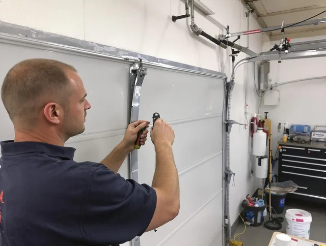 Before and after garage door dent repair by Redondo Beach Garage Door Repair in Redondo Beach