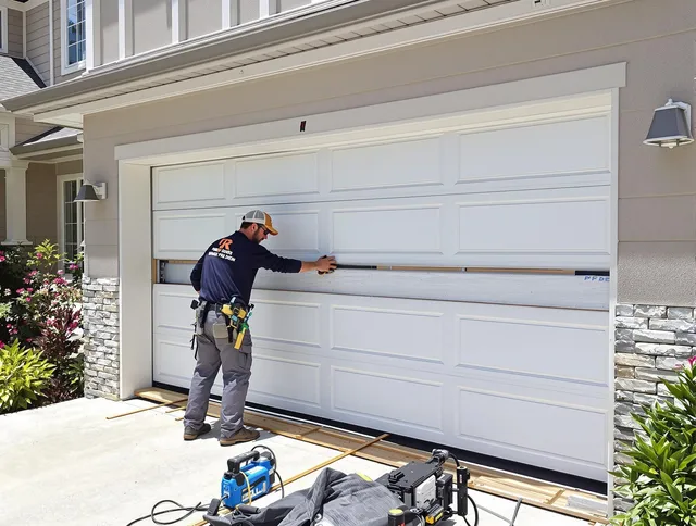 Redondo Beach Garage Door Repair team performing complete garage door replacement at Redondo Beach residence