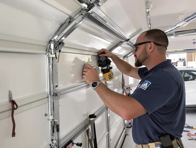 Redondo Beach Garage Door Repair technician quieting a noisy garage door in Redondo Beach